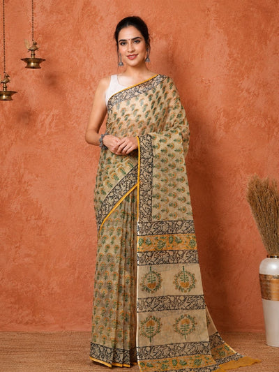 Rangmaati Kota Doria Hand Block Print Regal Saree