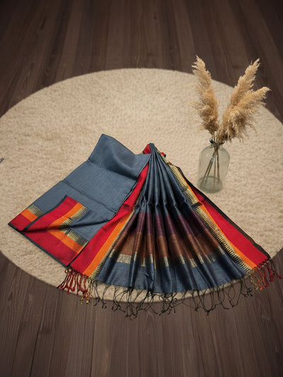 Zari Sutra Maheshwari Silk Gray Suit