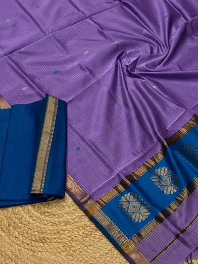 Zari Sutra Calm Blue Maheshwari Silk Suit