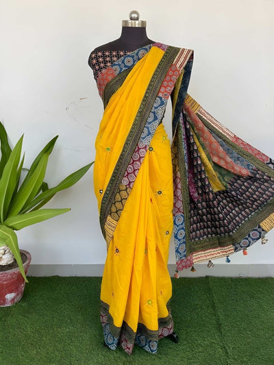 Ruh Leher Pure Mul Cotton Saree Sunny Yellow