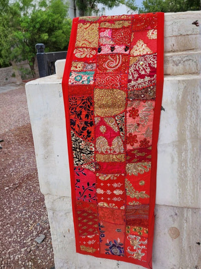 Khamma Ghani Kambadiya Table Runner Red