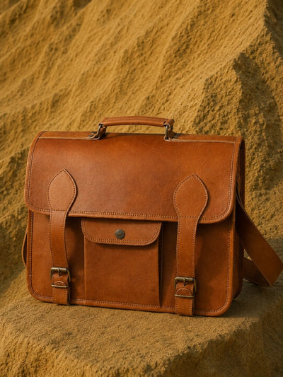 Zariya Pure Leather Laptop Bag Earth Brown