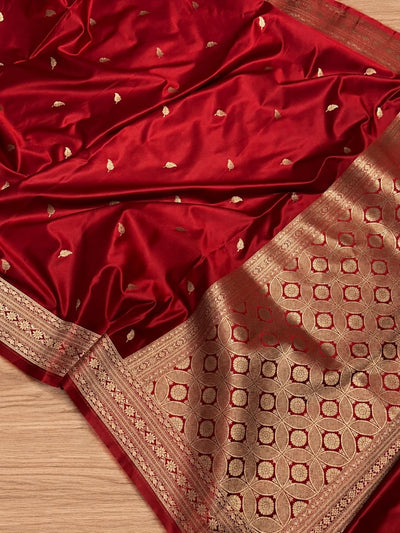 Roop Vaibhav Mashru Katan Silk Saree Blood Red
