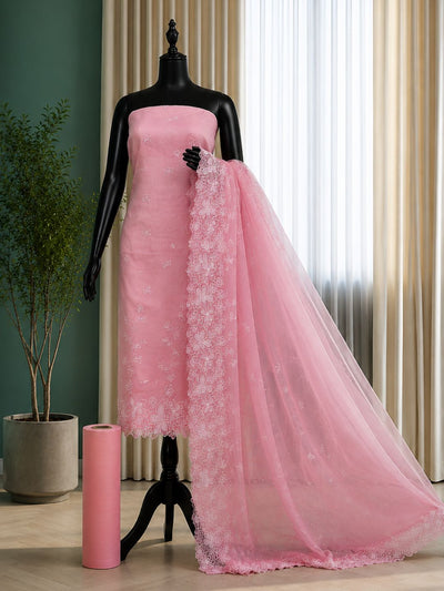 Sutrika Kota Doria Cutwork Suits (T+B+D) Pink