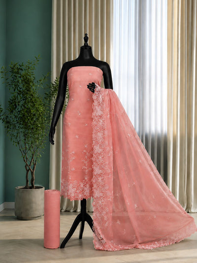 Sutrika Kota Doria Cutwork Suits (T+B+D) Peach