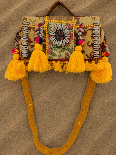 Khamma Ghani Kambadiya Sling Bags Yellow