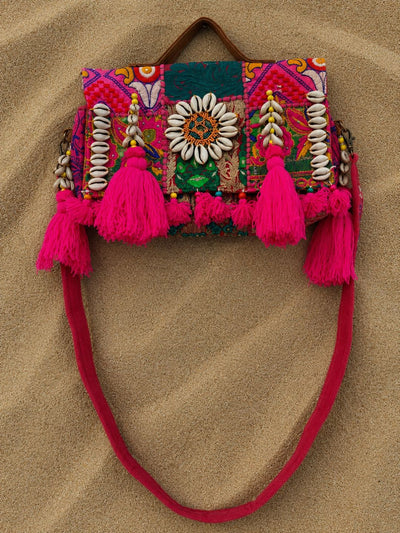 Khamma Ghani Kambadiya Sling Bags Magenta