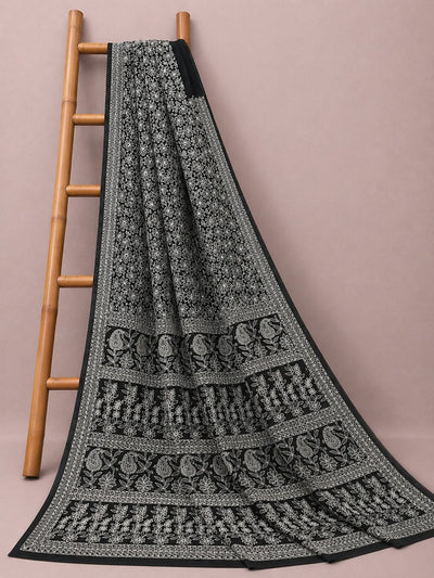 Ruhaani Georgette Chikankari Saree Pink