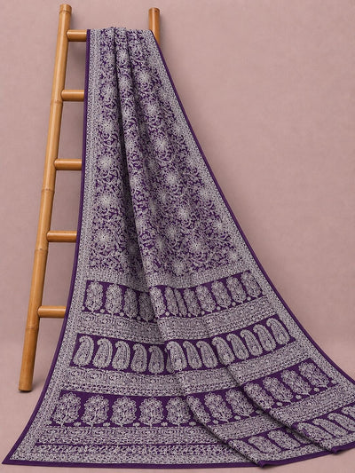 Ruhaani Georgette Chikankari Saree Pale Green