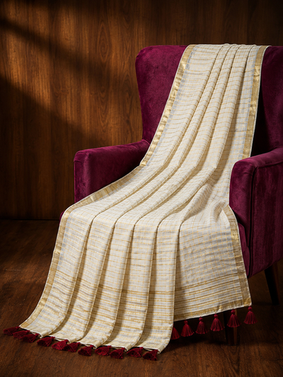 Nandita Pure Mul Cotton Sequin Embroidery Saree Ivory White