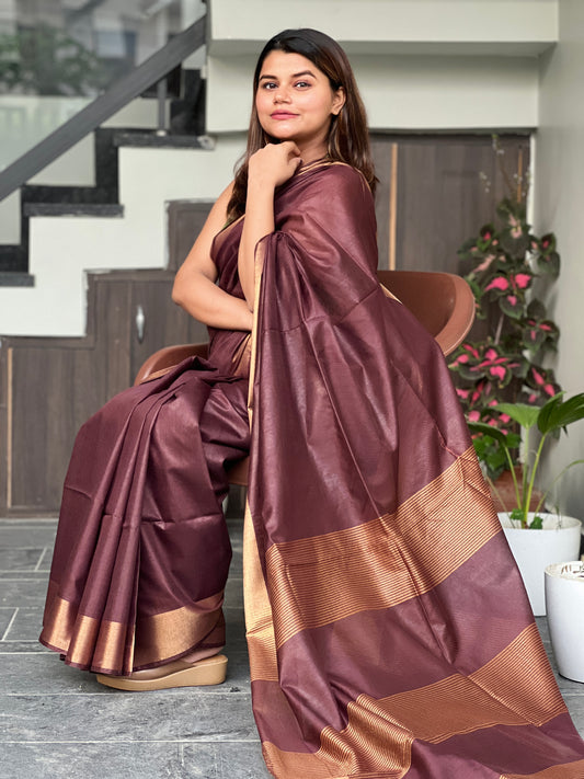 2692-Handloom Jayashree Silk Saree Coffee Brown Color with Running Blouse