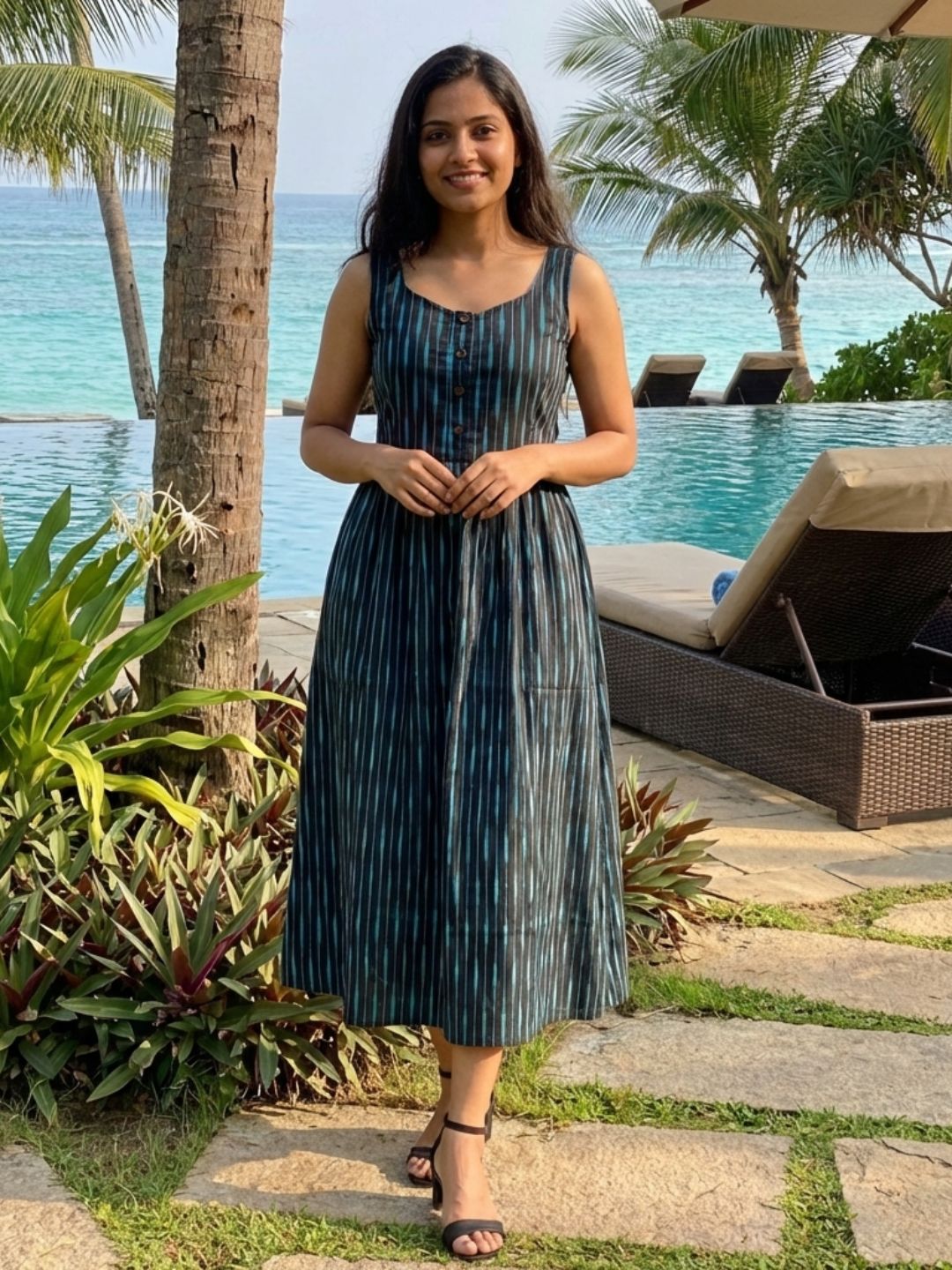 Indiehaat | Trendy Black Ikkat Dress | Hand Dyed Cotton
