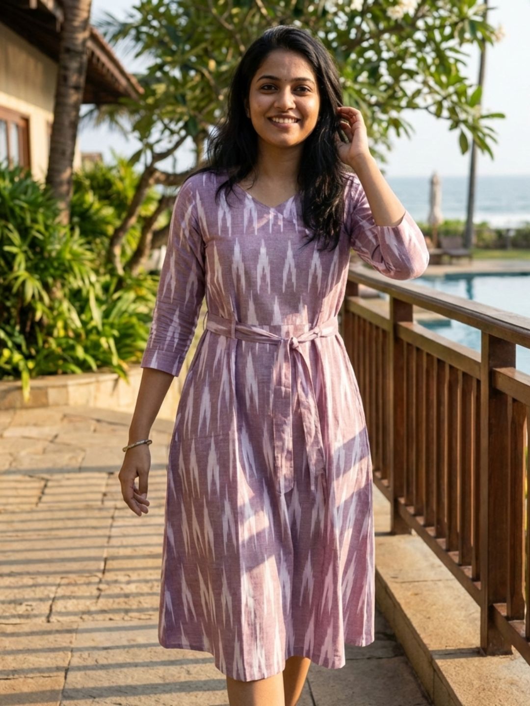 lavender cotton dress Indiehaat | Lavender Cotton Dress | Hand Dyed Ikkat Pattern