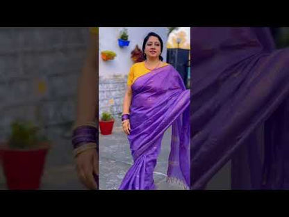 Katan Banarasi Silk Saree Lavender Handcrafted