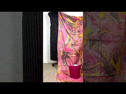 Abstract Katan Silk Tie Dyed Black & Pink Suit