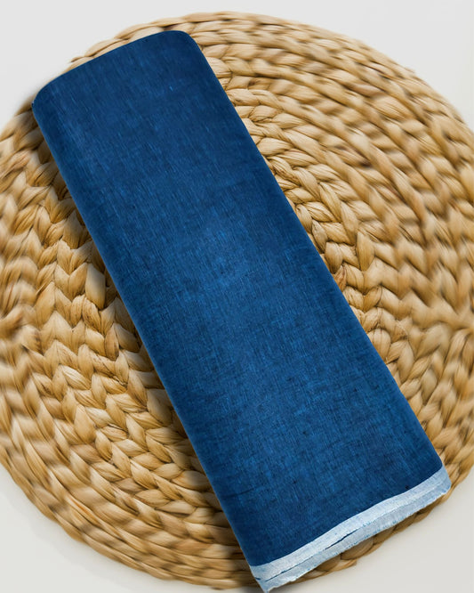 Pure Linen by Linen Fabric Navy Blue Color - IndieHaat