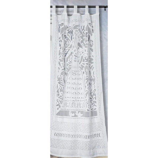 Applique Work Wall Hanging White Curtain (Set of 2)
-Indiehaat