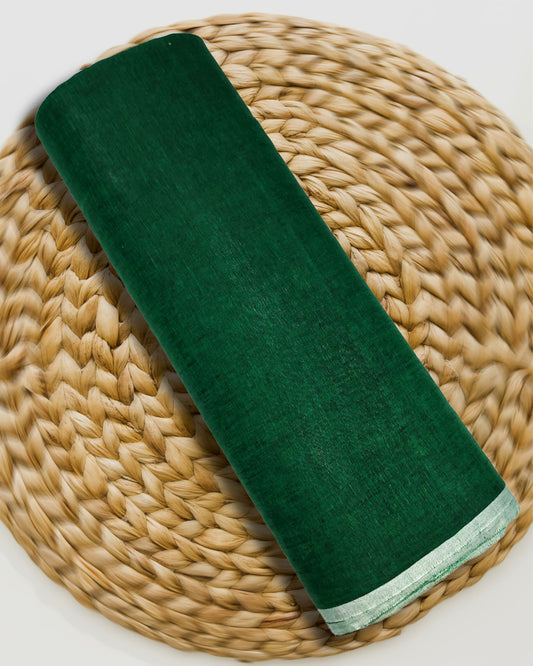 Pure Linen by Linen Fabric Dark Green Color - IndieHaat