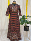 Cotton Skirt Kurti Brown Handblock Print