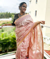 Captivating Pure Kota Linen Embroidery Saree Peach