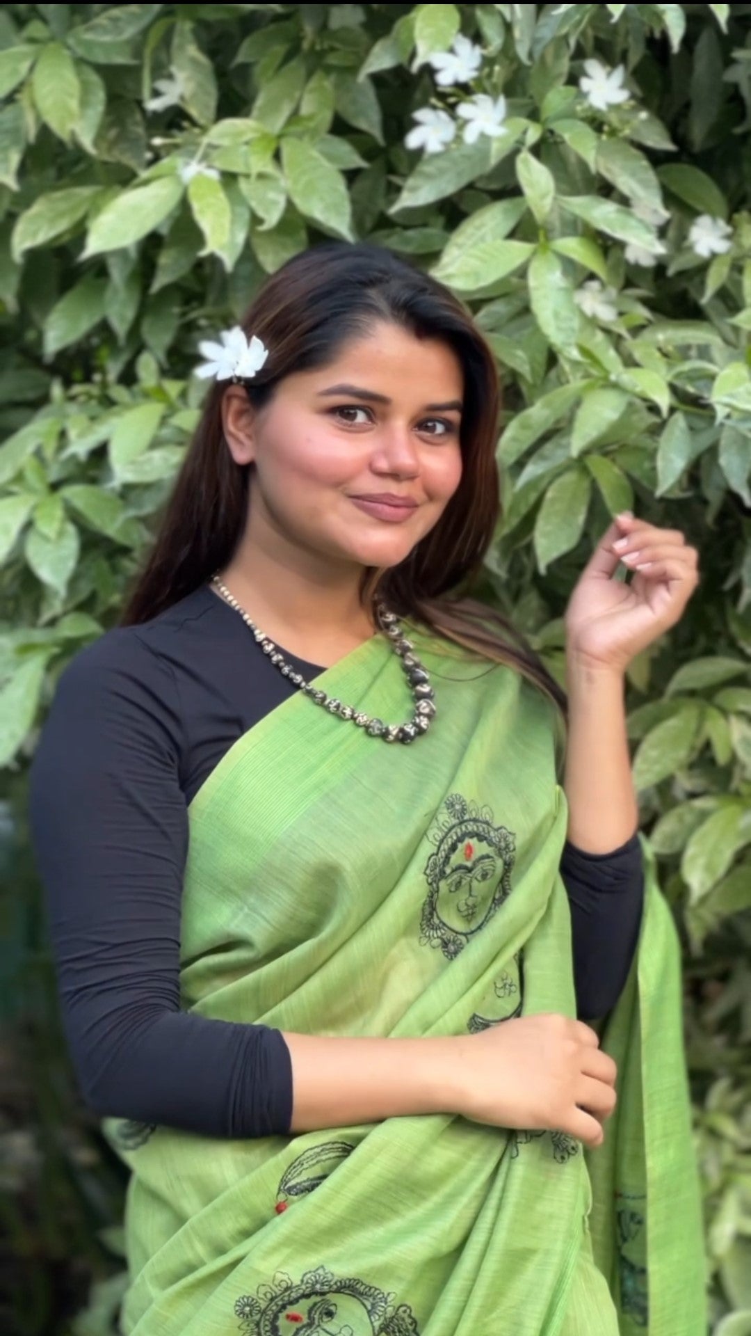 Embroidered Bansbara Tussar Silk Handloom Saree Green