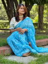 Tepchi Handwork Georgette Work Torquoise Blue Saree