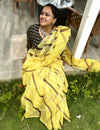 Lemon Cotton Kota Doria Saree Yellow Handcrafted