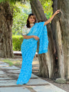 Tepchi Handwork Georgette Work Torquoise Blue Saree