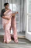 Captivating Pure Kota Linen Embroidery Saree Peach