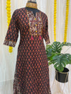 Cotton Skirt Kurti Brown Handblock Print