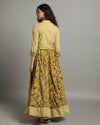 Indiehaat | Blockprinted Cotton Yellow Stitched Lehanga