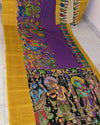 Indiehaat | Mangalagiri Pattu Kalamkari Purple Saree | Unique