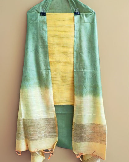 7768-Katan Warm Yellow Silk Suit Piece with Bottom and Dupatta
