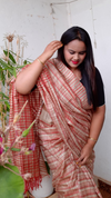 Pure Ghicha Tussar Silk Peach Saree with Running Blouse SilkMark Certified-Indiehaat