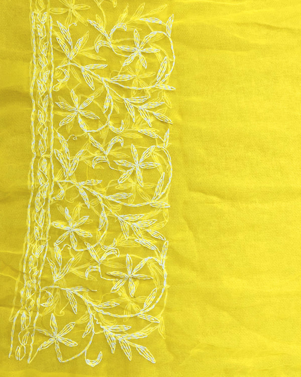 Tepchi Handwork Georgette Work Yellow Saree