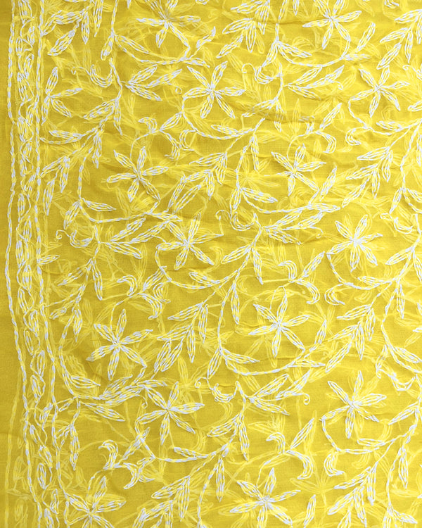 Tepchi Handwork Georgette Work Yellow Saree