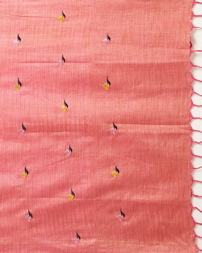 Embroidered Serene Khadi Cotton Peach Suit (T+B+D) Piece