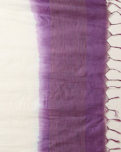 Handdyed Katan Silk Beige & Violet Contrast Suit