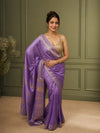 Handcrafted Kota Silk Purple Saree Jacquard Weaves with Blouse-Indiehaat