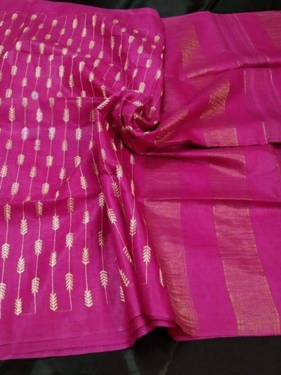 Dazzling Eri Tussar Silk Embroidered Pink Saree