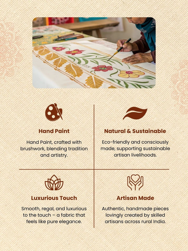 Chitralekha Hand Painted Kota Linen Earthy Green Saree