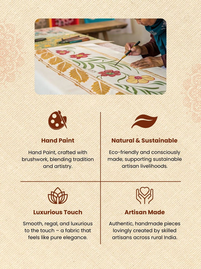 Chitralekha Hand Painted Kota Linen Warm Yellow Saree