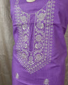 Indiehaat | Gulmohar Slub Linen Lavender Unstiched Embroidered Suit