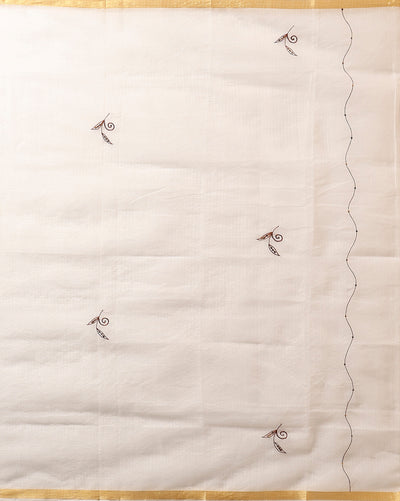 Enchanting Kota Doria Embroidered Suit Material White