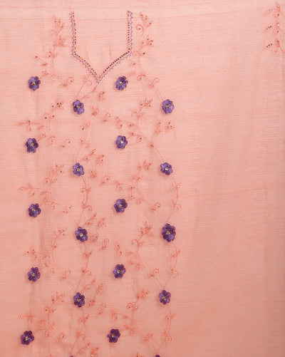 Brilliant Kota Doria Pink Suit Material Embroidered
