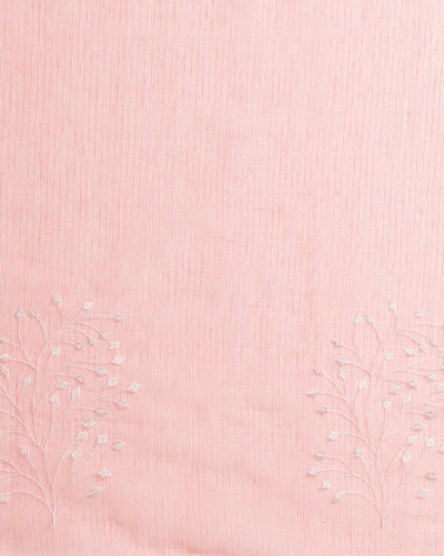 Playful Kota Doria Cotton Bel Embroidery Pink Saree Handdyed