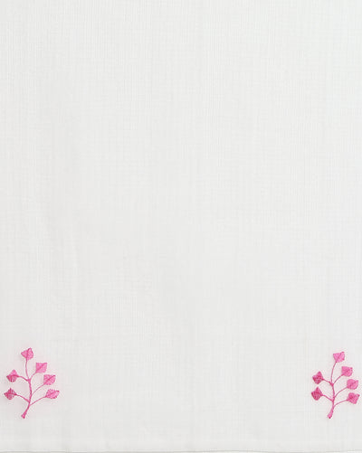 Lively Kota Doria Cotton Bel Embroidery Pink Saree Handdyed