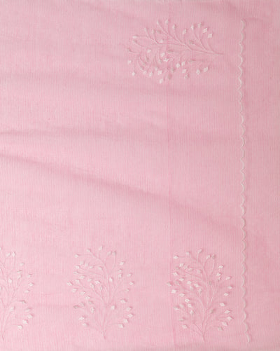 Trendy Kota Doria Cotton Bel Embroidery Pink Saree Handdyed