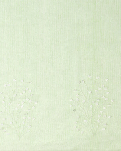 Kota Doria Cotton Bel Embroidery Green Saree Handdyed
