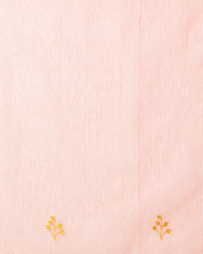 Bright Kota Doria Cotton Bel Embroidery Yellow Saree Handdyed